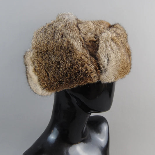 TEEK - Mens Warm Natural Rabbit Fluff Earflap Hat HAT theteekdotcom