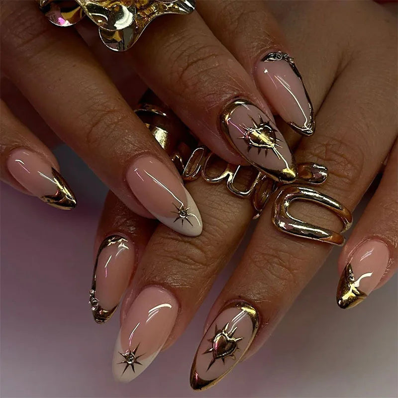 TEEK - 24pcs Romantic Decor False Almond Nails NAIL ART theteekdotcom 25