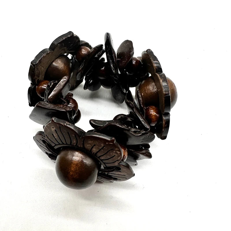 TEEK - Flower Stretch Wood Bracelet JEWELRY theteekdotcom
