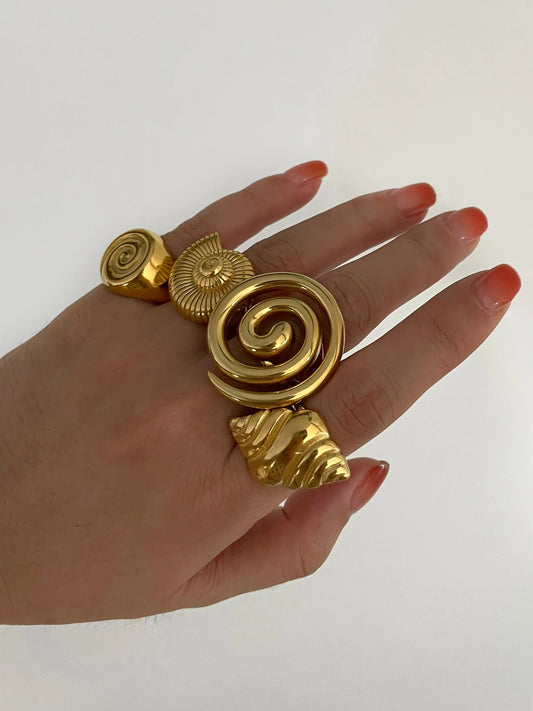 TEEK - Golden Beach Variety Chunky Stainless Steel Rings JEWELRY theteekdotcom