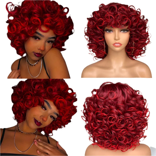 TEEK - Fluffy Short Hair Afro Bangs CurlyWig HAIR theteekdotcom