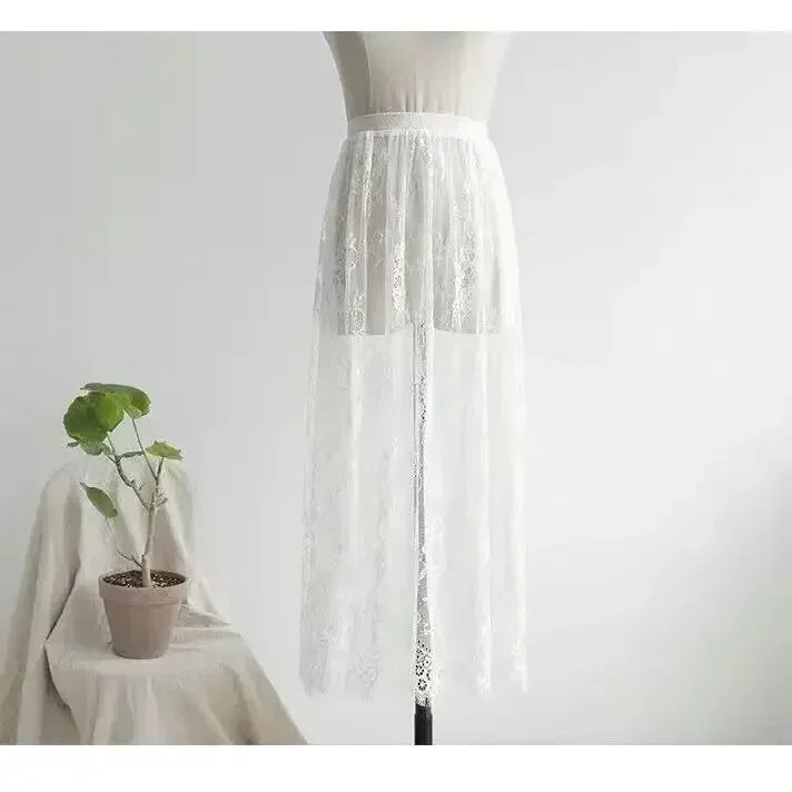 TEEK - High Waist Lace Underdress Skirt SKIRT theteekdotcom White 80cm M(35-40kg)