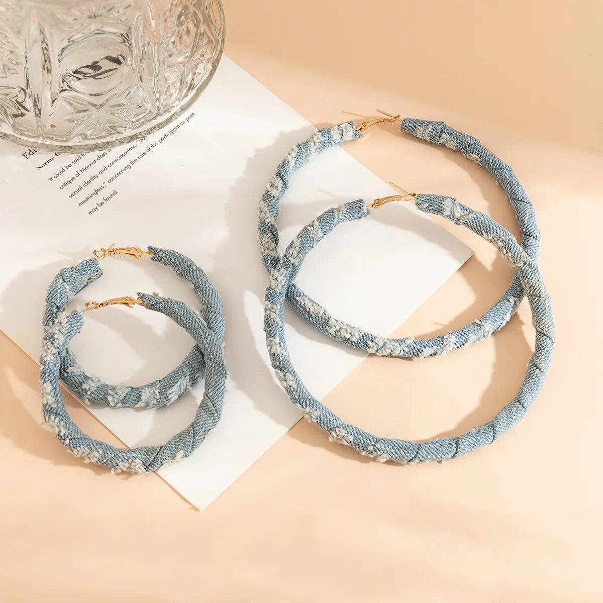 TEEK - Denim Circle Hoop Earrings JEWELRY theteekdotcom