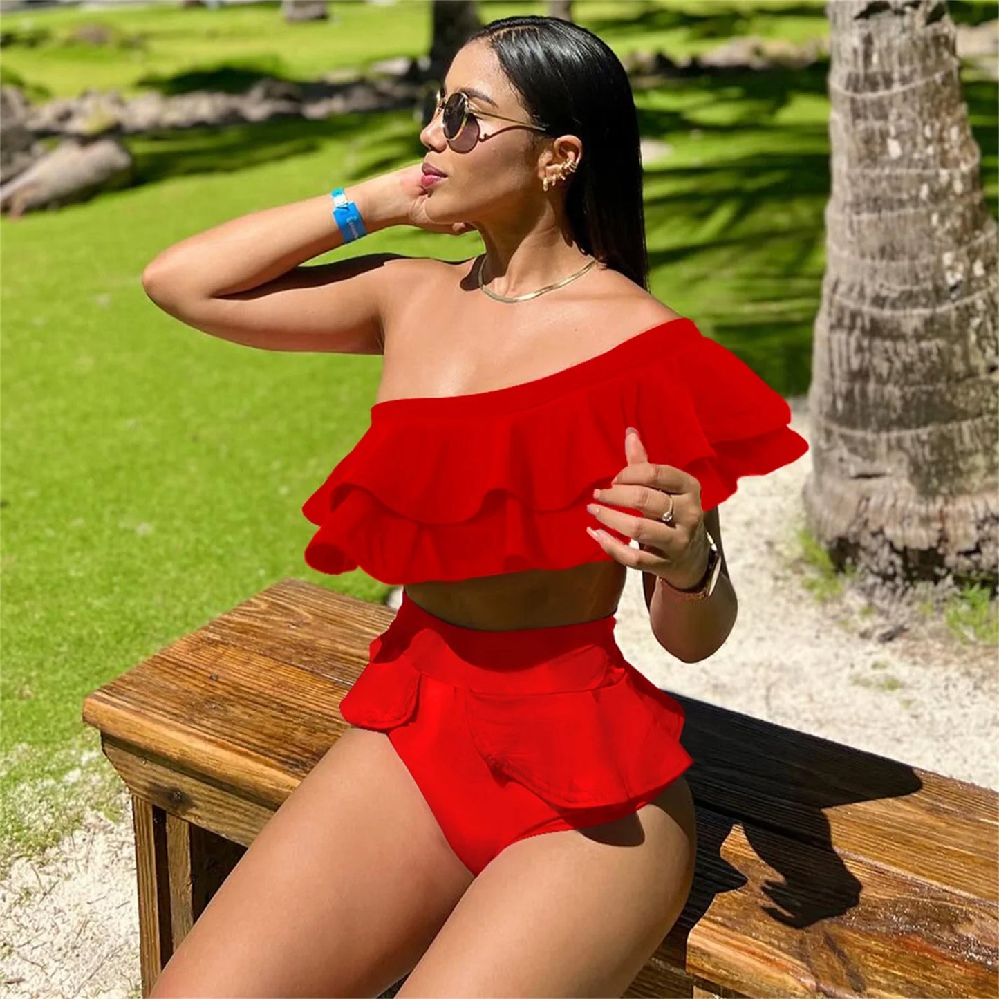 TEEK - One Shoulder Ruffle Swimsuit SWIMWEAR theteekdotcom KA23555R2 S