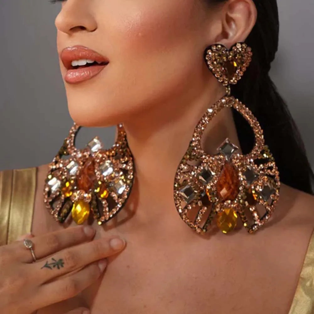 TEEK - Rhinestone Oversize Love Crystal Hanging Earrings JEWELRY theteek.com 2 Silver