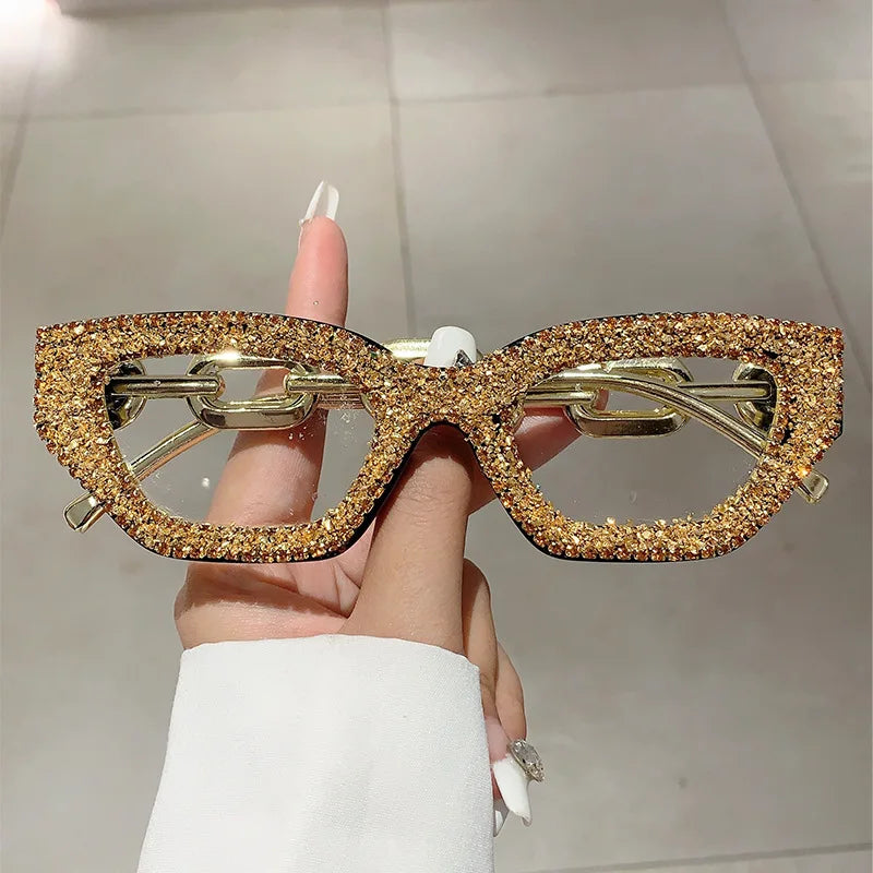 TEEK - Diamond Rhinestone Vintage Fashion Glasses EYEGLASSES theteekdotcom Gold Diamond