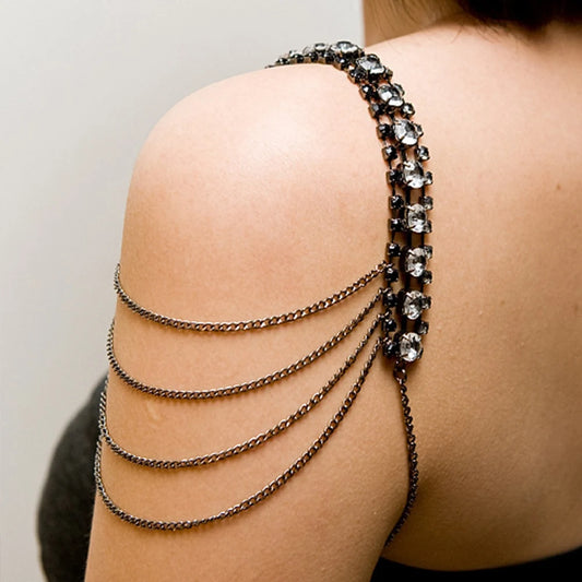 TEEK - Black Strap Layered Shoulder Chain Jewelry JEWELRY theteekdotcom