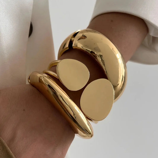 TEEK - Exaggerated Smooth Heavy Metal Chunky Bangles JEWELRY theteekdotcom