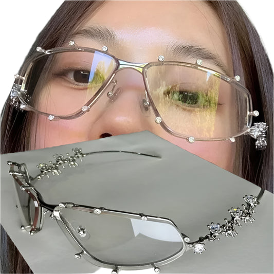 TEEK - Rhinestone Oversized Cat Eye Oval Shades EYEGLASSES theteekdotcom
