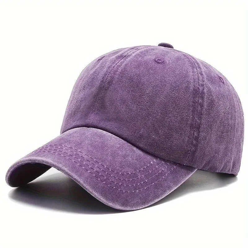 Men Women Unisex Baseball Cap Adjustable Solid Color Casual Hat Stretchy Fabric for Sports Secure Drawstring Closure Dad Hat TEEK Purple