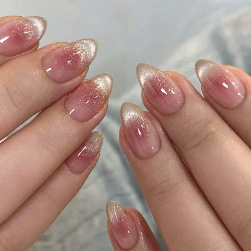 TEEK - 24Pcs Sheer Tip 3D Acrylic Almond Medium Press on Fake Nails NAIL ART theteekdotcom 4
