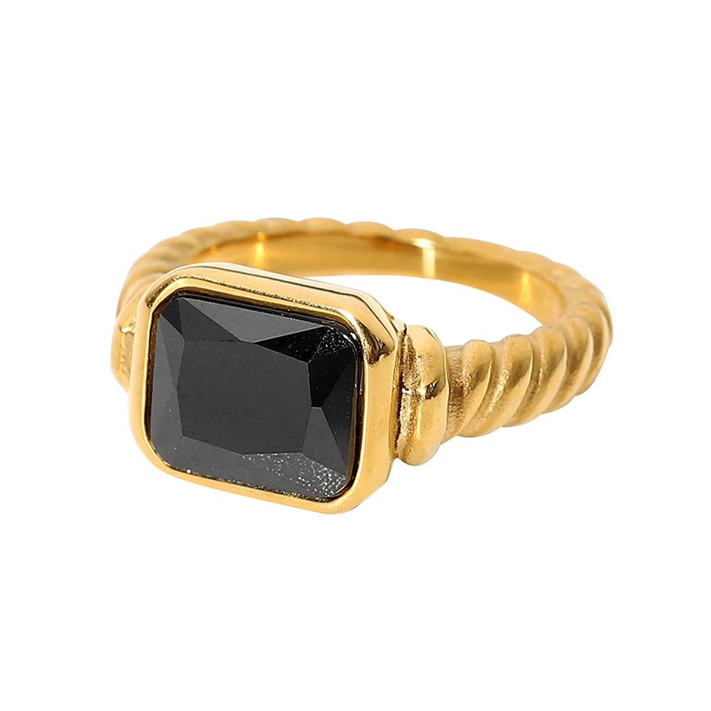TEEK - 18K Gold PVD Plated 316L Stainless Steel Rings JEWELRY theteekdotcom JDR201463-BK 8 
