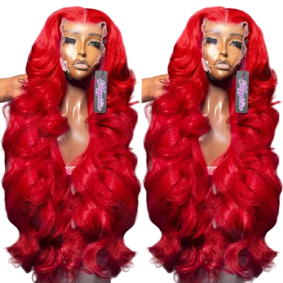 TEEK - Hot Red 13x6 Hd Lace Frontal Wig HAIR TEEK H T1B/Red 34inches 200 Density|United States|13x6 Hd Lace Wig