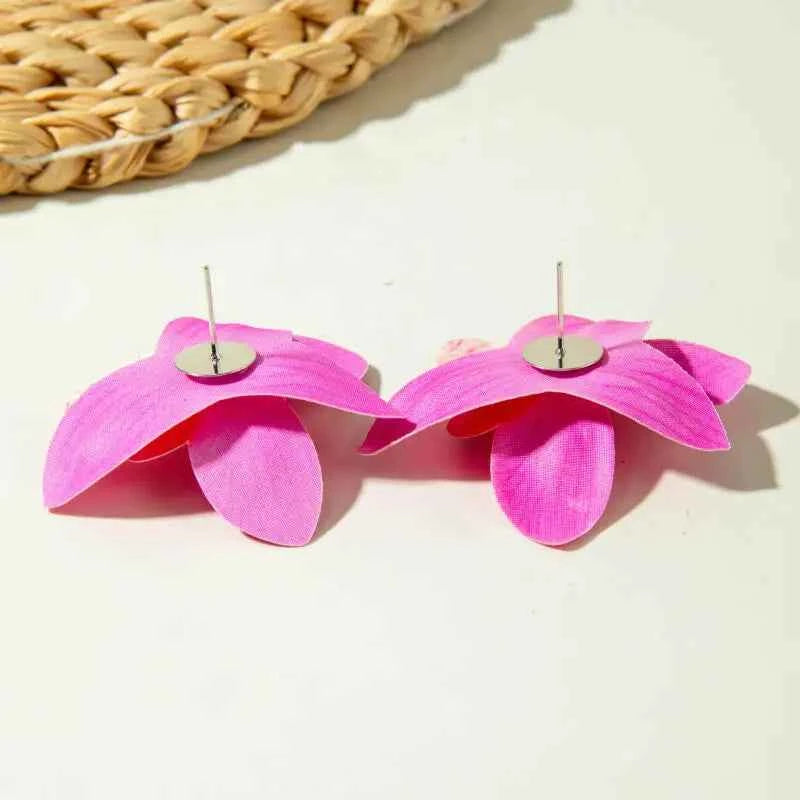 TEEK - Colorful Polyester Large Flowers Earrings JEWELRY theteekdotcom