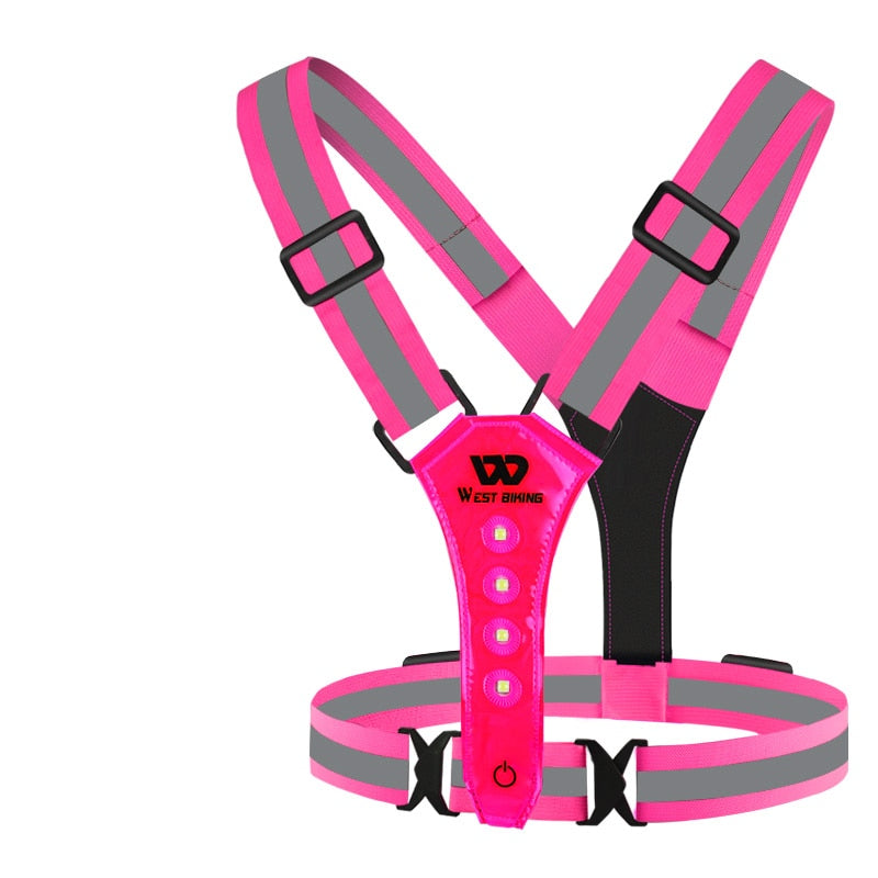 TEEK - USB LED Reflective Safety Vest SAFETY VEST theteekdotcom Rose Red