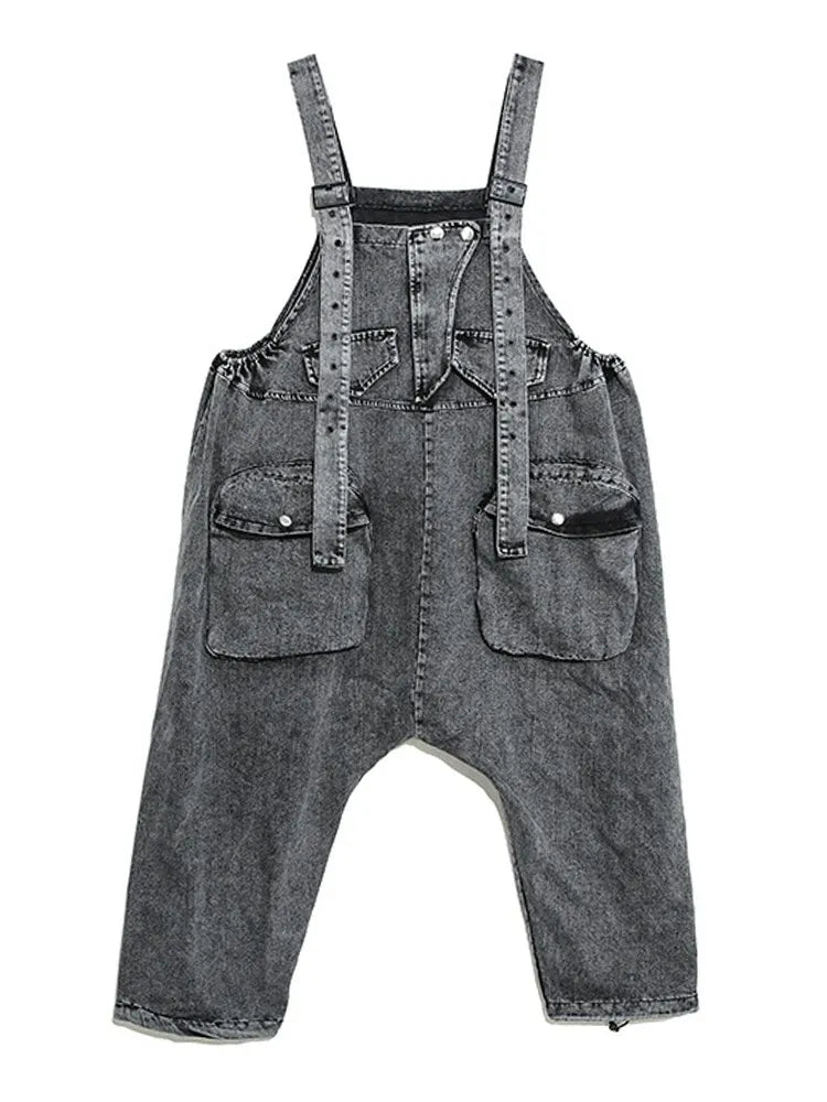 TEEK - Black Denim Big Pocket Overalls OVERALLS theteekdotcom