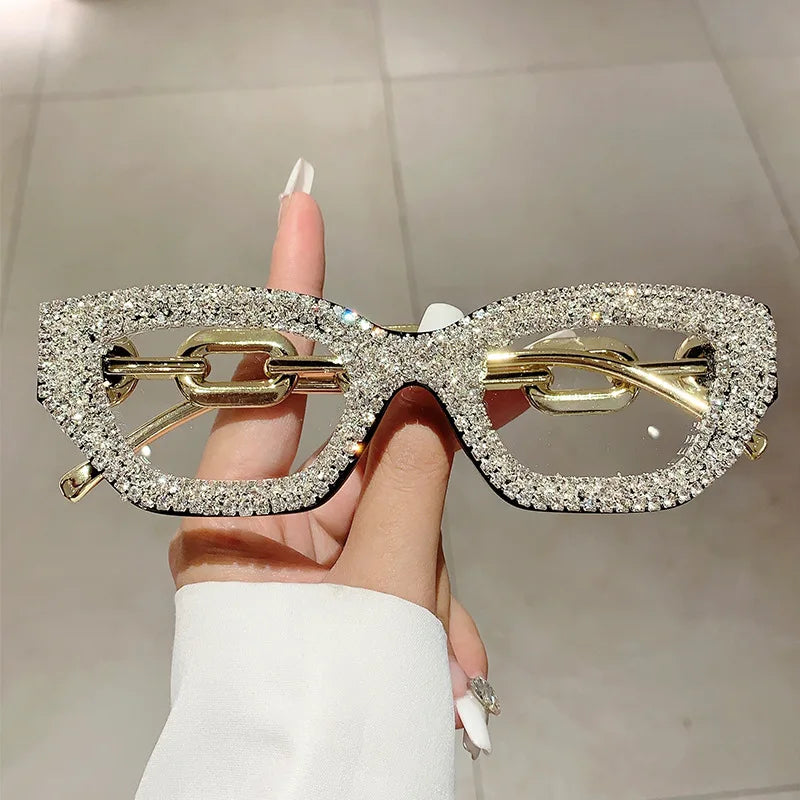 TEEK - Diamond Rhinestone Vintage Fashion Glasses EYEGLASSES theteekdotcom Black White Diamond