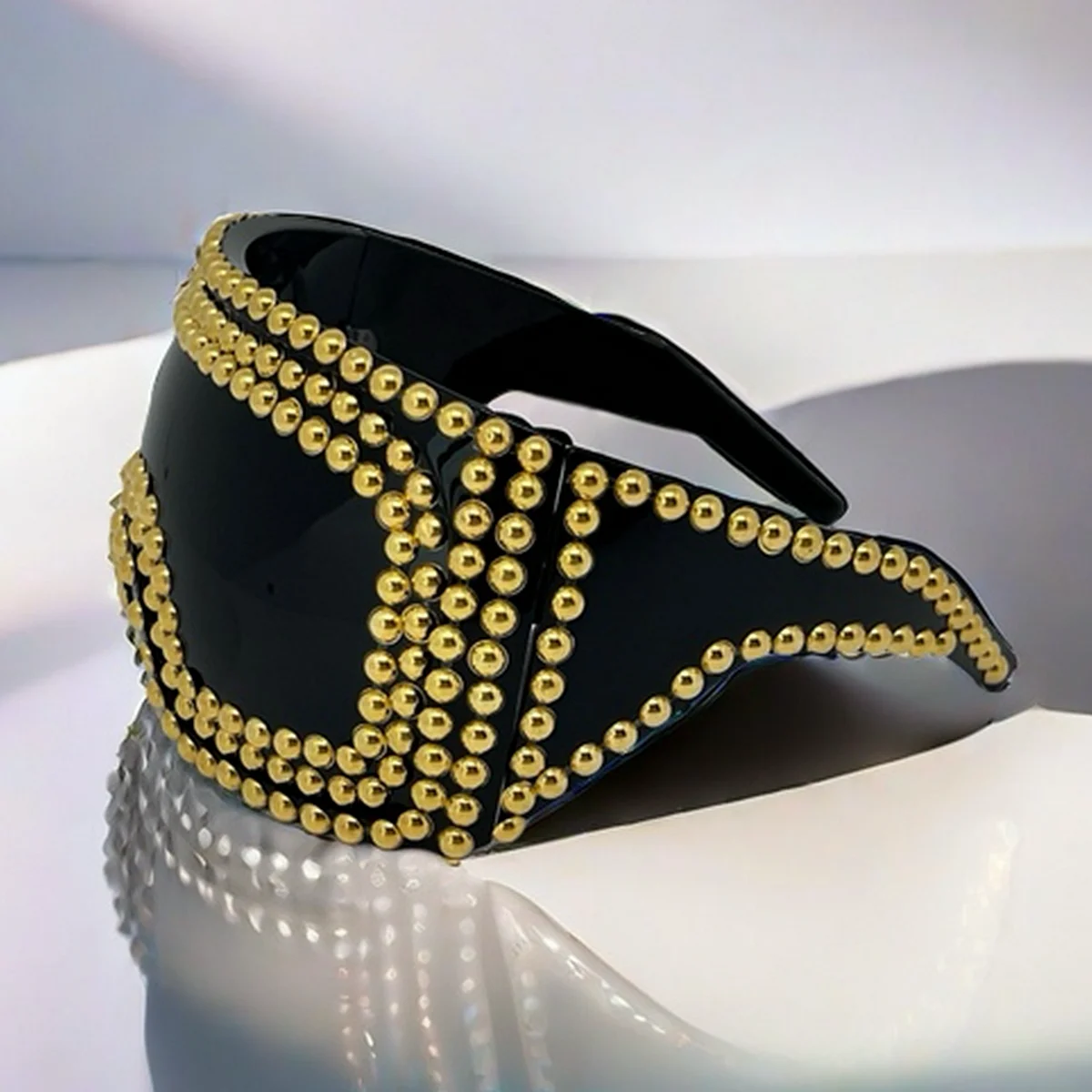 TEEK - Oversized Beaded Goggle Shades EYEGLASSES theteekdotcom Black Gold