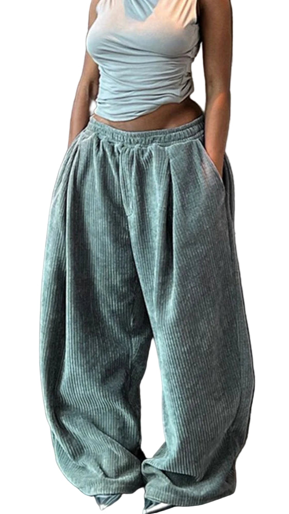 TEEK - Wide Leg Loose Pocketed Leisure Trousers PANTS theteekdotcom Blue S