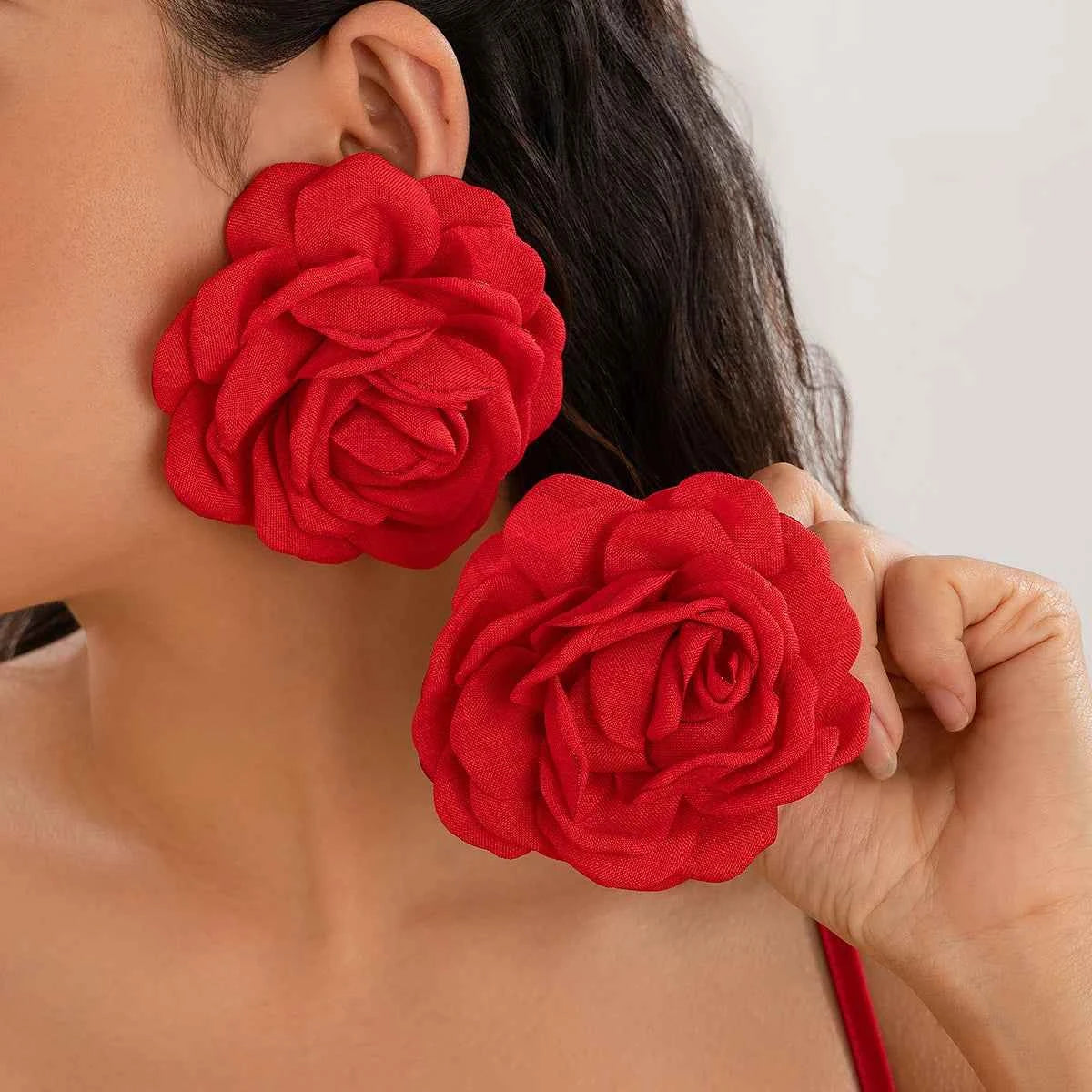 TEEK - Exaggerated Large Rose Flower Earrings JEWELRY theteekdotcom