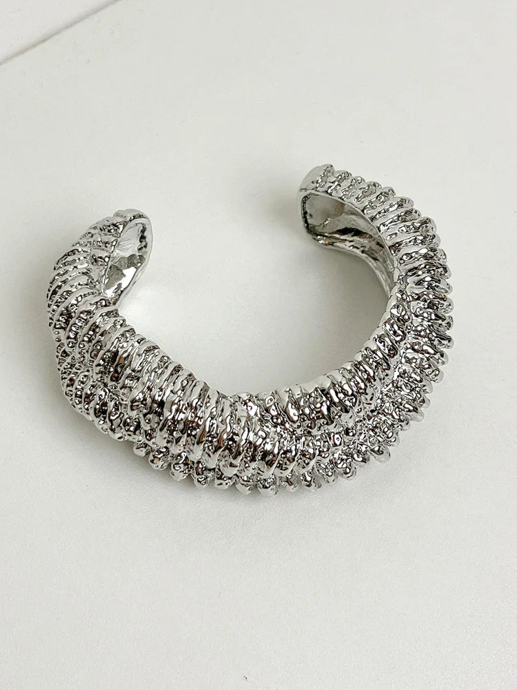 TEEK - Irregular Metal Lava Textured Open Jewelry JEWELRY theteekdotcom Silver Bracelets