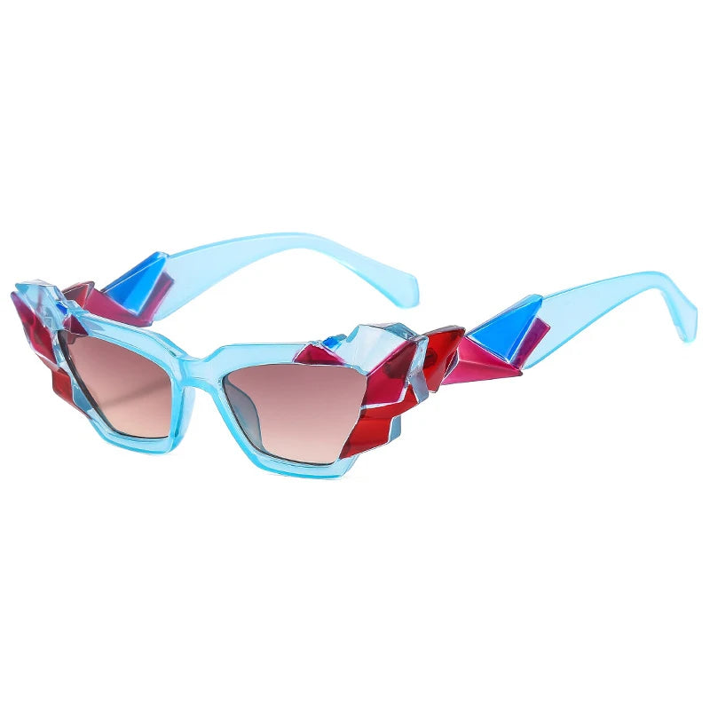TEEK - Color Collage Cateye Sunglasses EYEGLASSES theteekdotcom Blue-Brown