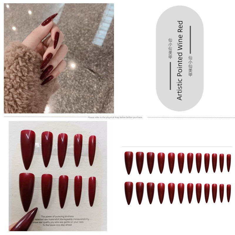 TEEK - Pointed Nail False Nail Set NAIL ART theteekdotcom 56-Art Pointed Red