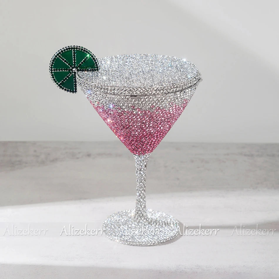 TEEK - Goblet Shaped Crystal Evening Bag BAG theteekdotcom Pink A