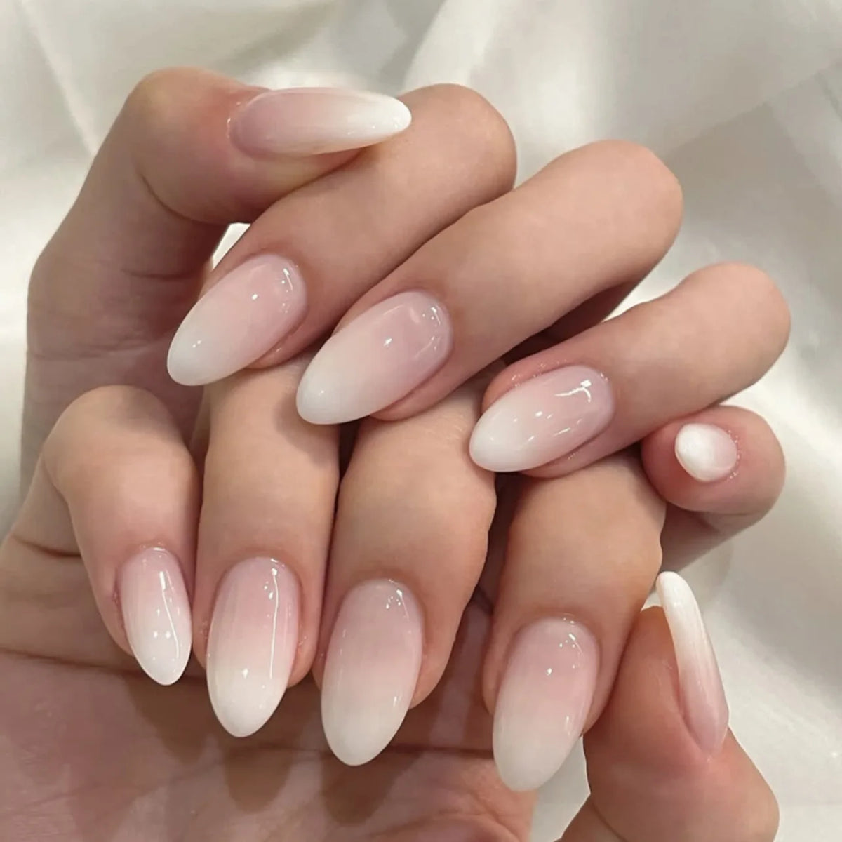 TEEK - 24Pcs Sheer Tip 3D Acrylic Almond Medium Press on Fake Nails NAIL ART theteekdotcom 36