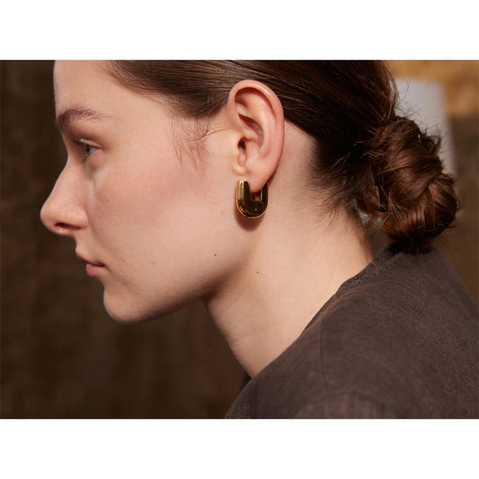 TEEK - Stainless Steel Glossy Metal U-Shape Hoop Earrings JEWELRY theteekdotcom