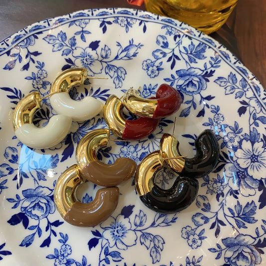 TEEK - Glossy C-shaped Drip Glaze Earrings JEWELRY theteekdotcom