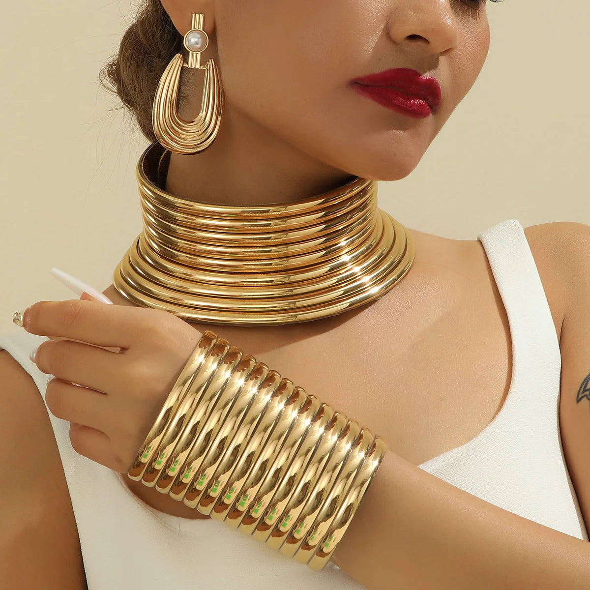 TEEK - Vintage Stacked Statement Necklace Jewelry Set JEWELRY theteekdotcom Gold
