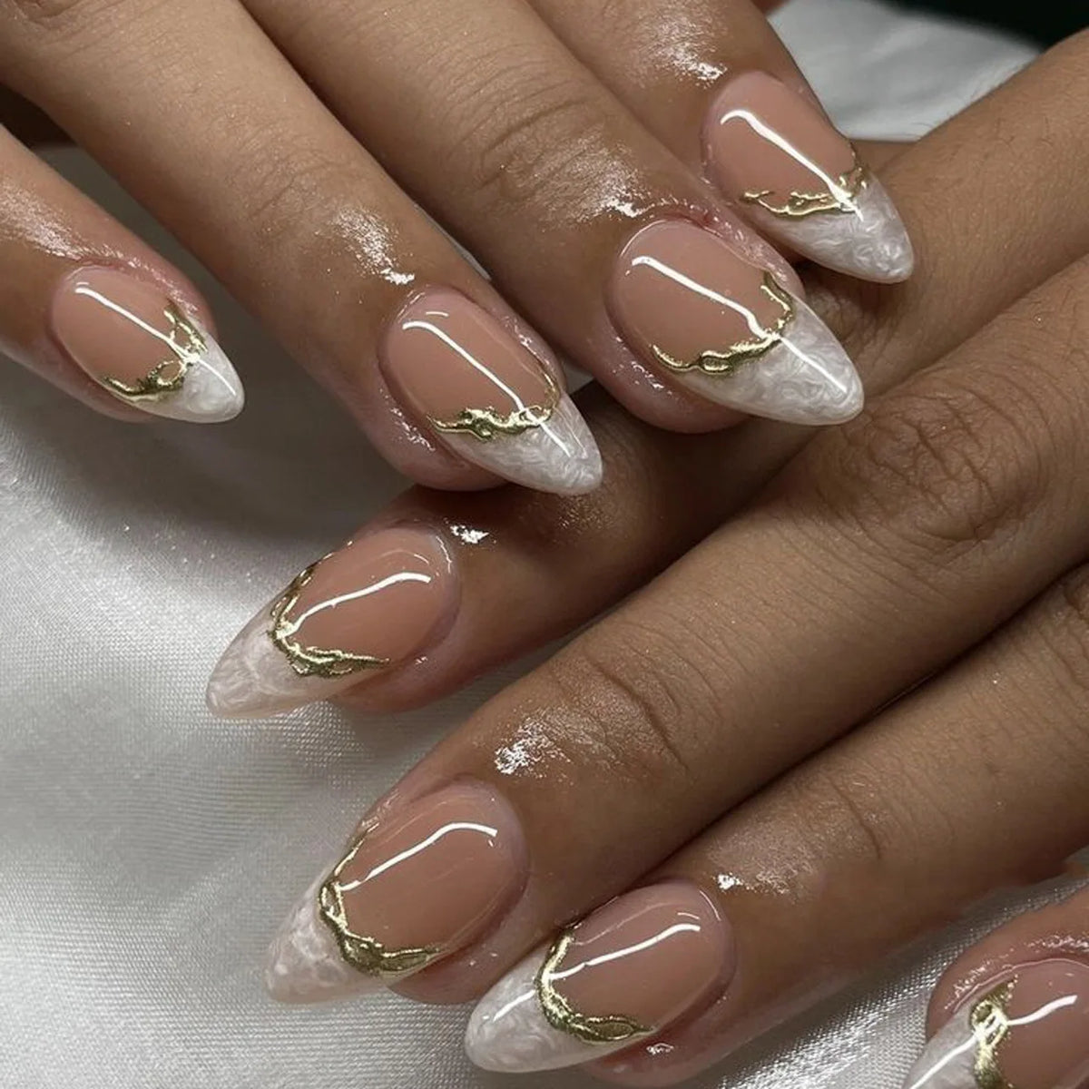 TEEK - 24Pcs Sheer Tip 3D Acrylic Almond Medium Press on Fake Nails NAIL ART theteekdotcom 16