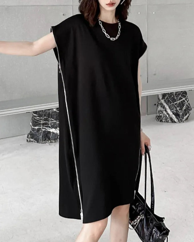 TEEK - Black Zip Side Dress DRESS theteekdotcom