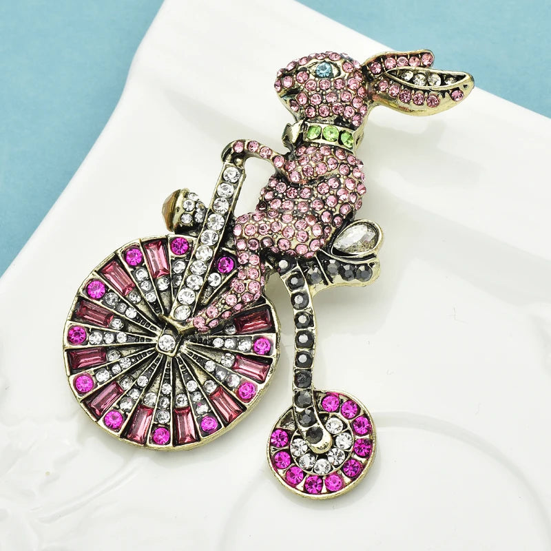 TEEK - Riding Bike Rabbit Brooch JEWELRY theteekdotcom