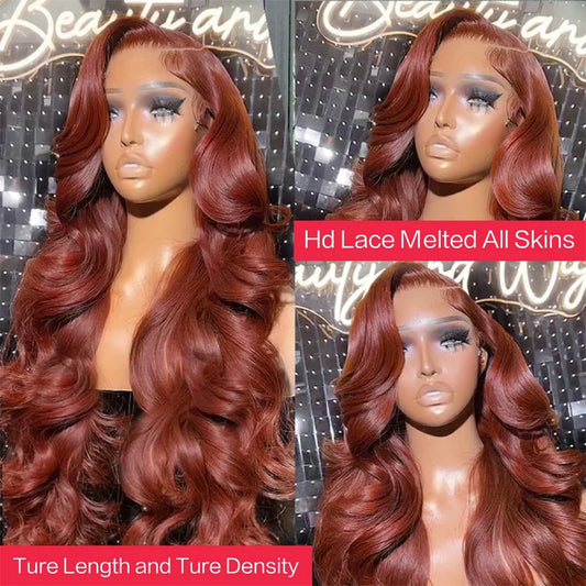 TEEK - Reddish Brown Lace Frontal Brazilian Body Wave Wig HAIR theteekdotcom