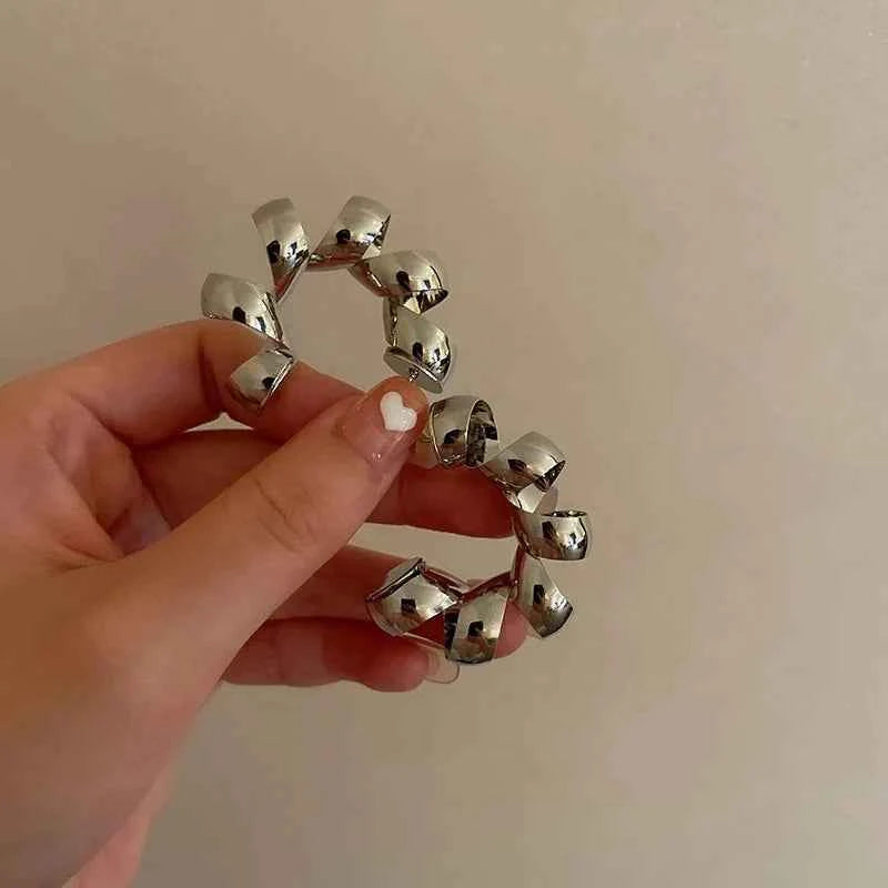 TEEK - Around C Shape Crystal Earrings JEWELRY theteekdotcom Silver Plated
