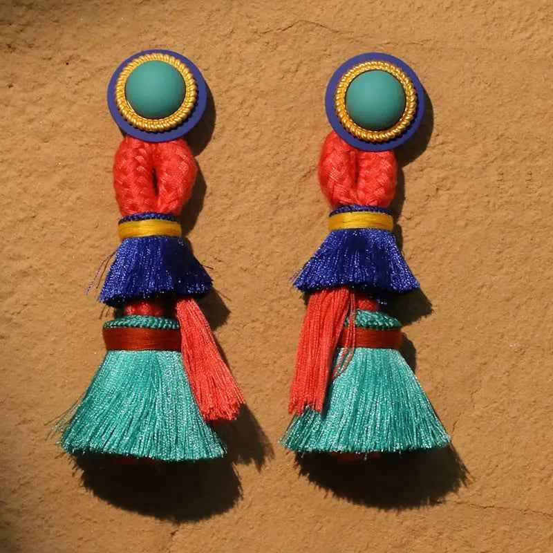 TEEK - Ocean Coral Long Tassels Dangle Earrings JEWELRY theteekdotcom