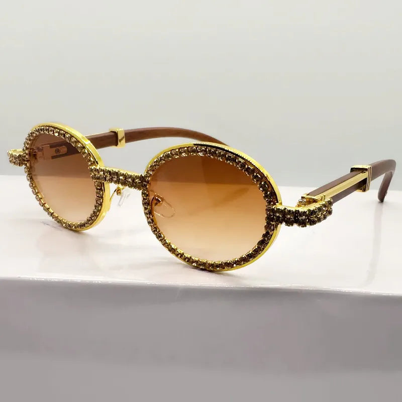 TEEK - Diamond Luxury Metal Sunglasses EYEGLASSES theteekdotcom Gold-Brown