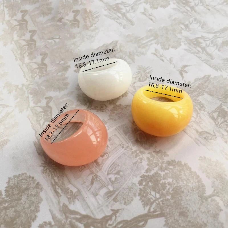 UJBOX Big Promotion Round Resin Rings Women Acrylic Wedding Bands Party Jewelry Bulk TEEK 3pcs as picture