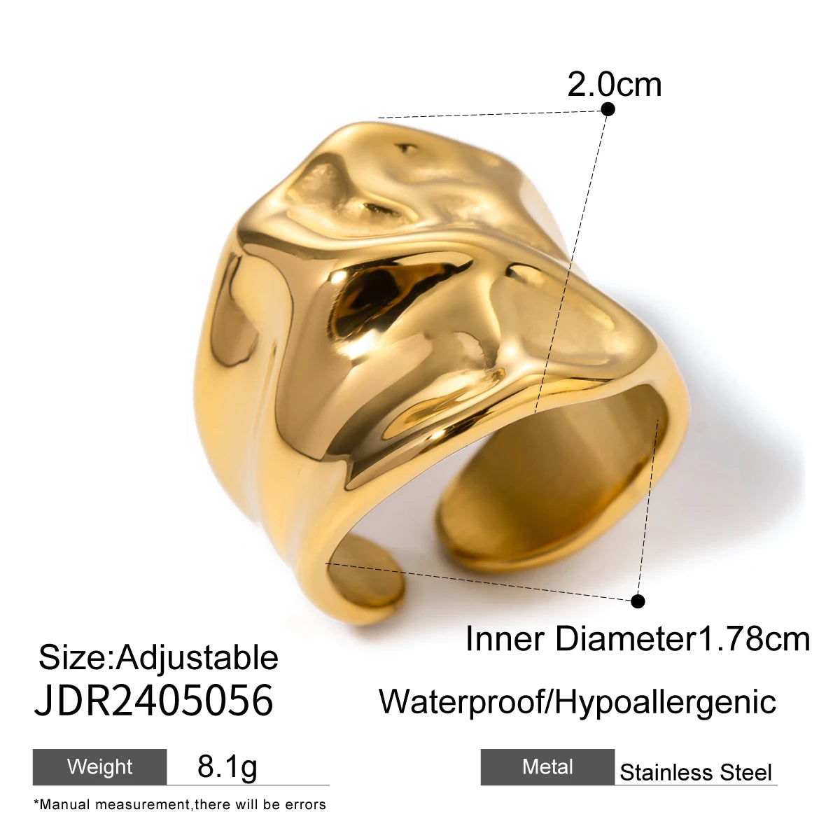 TEEK - 18K Gold Color Plated Stainless Steel Stackable Ring JEWELRY theteekdotcom JDR2405056