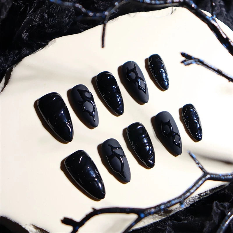 TEEK - Black Handmade False Nails Kit NAIL ART theteekdotcom