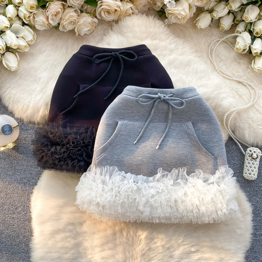 TEEK - Tree Fungus Ruffle Drawstring Big Pocket Skirt - Hidden Shorts SKIRT theteekdotcom