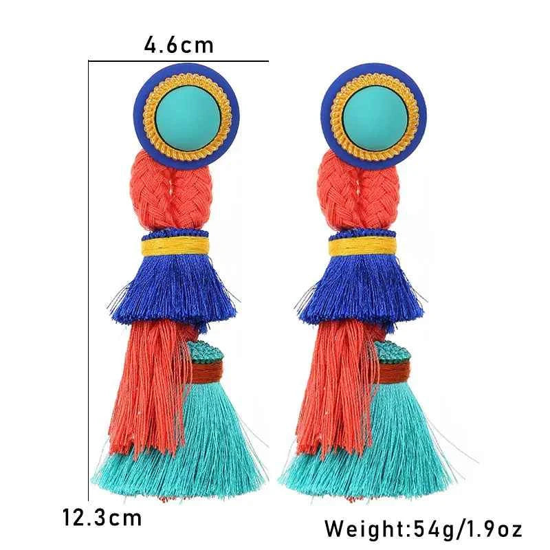 TEEK - Ocean Coral Long Tassels Dangle Earrings JEWELRY theteekdotcom