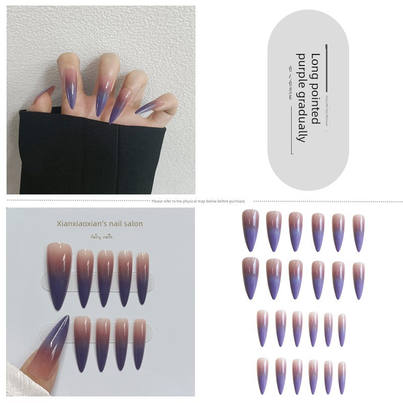 TEEK - Pointed Nail False Nail Set NAIL ART theteekdotcom 123-long pointed purple gradually