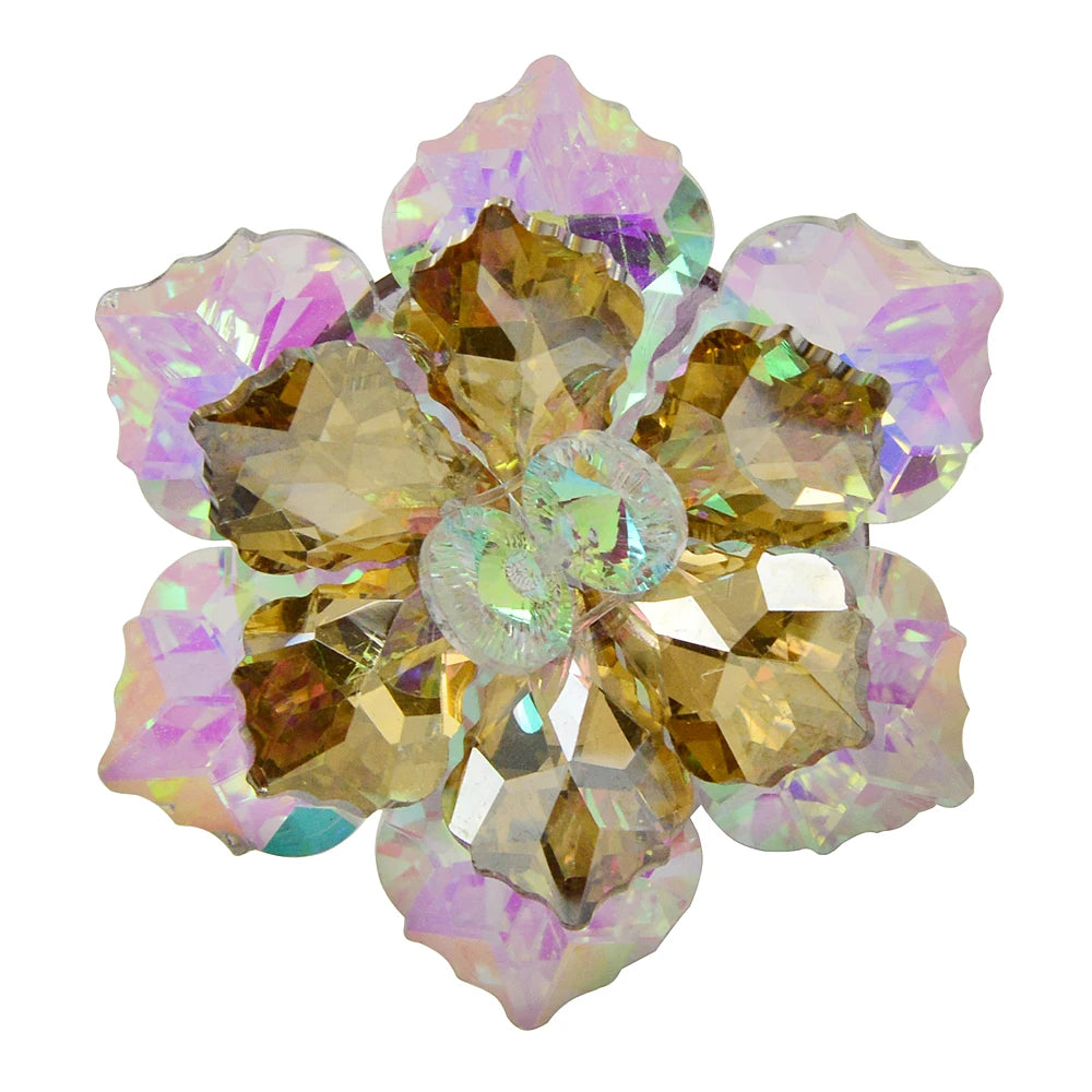 TEEK - Shining Crystal Flower Brooch JEWELRY theteekdotcom white champagne