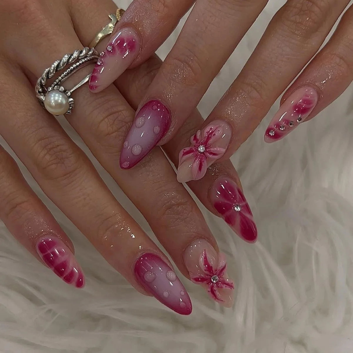 TEEK - 24pcs Romantic Decor False Almond Nails NAIL ART theteekdotcom 14