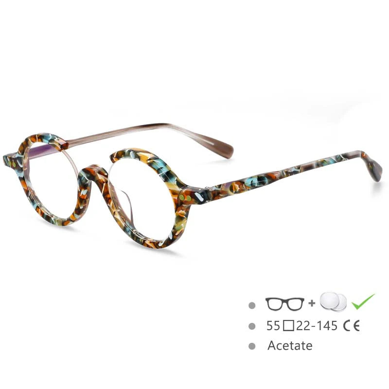 TEEK - Round Frame Half Frame Reading or Nearsighted Glasses EYEGLASSES theteekdotcom Yellow -0.50