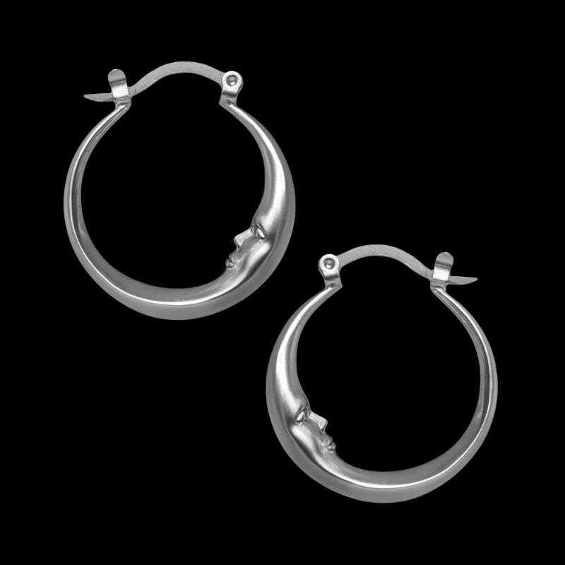 TEEK - Hoop Moon Earrings JEWELRY theteekdotcom silver