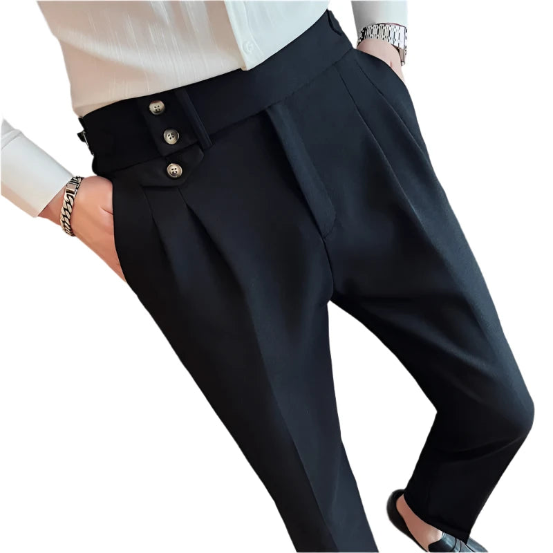 TEEK - British Style High Waist Mens Suit Pants PANTS theteekdotcom Black 29